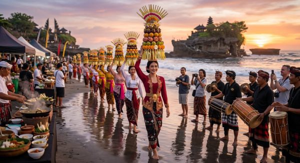 Parade Gebogan di Tanah Lot: Ketika Tradisi, Estetika, dan Rasa Menyatu di Tepi Pantai Bali
