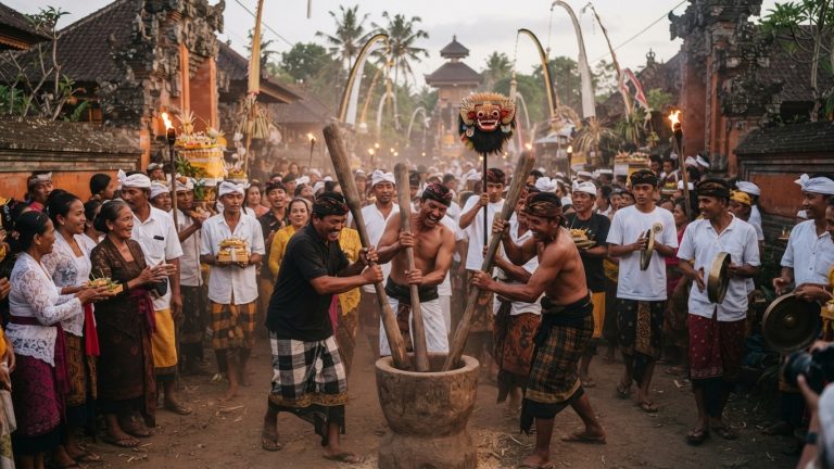 Tradisi Ngedeblag di Gianyar: Ritual Usir Hama dan Roh Jahat Menggunakan Suara Lesung