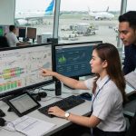 Petugas operasional penerbangan menggunakan modul load control AVAGOS untuk optimasi weight and balance