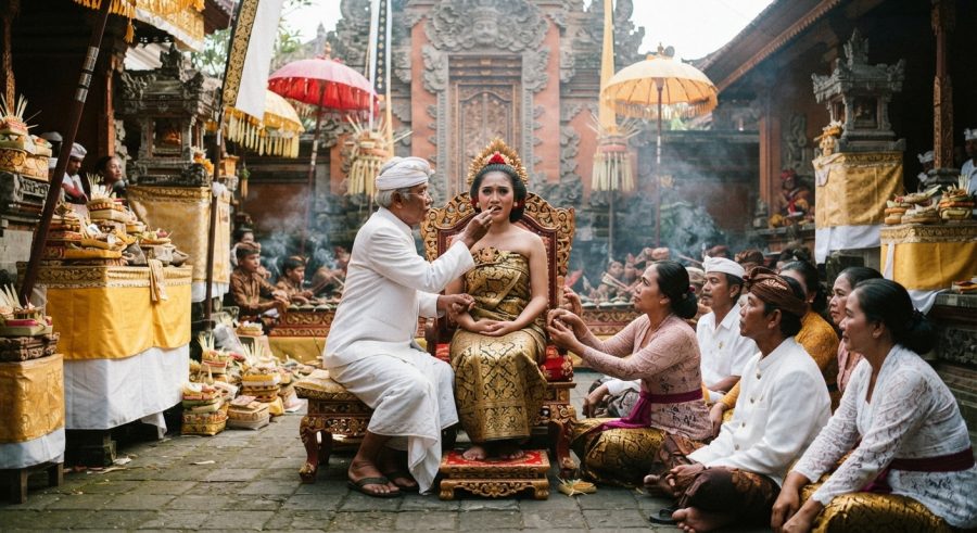 Prosesi sakral Upacara Mepandes atau potong gigi di Bali